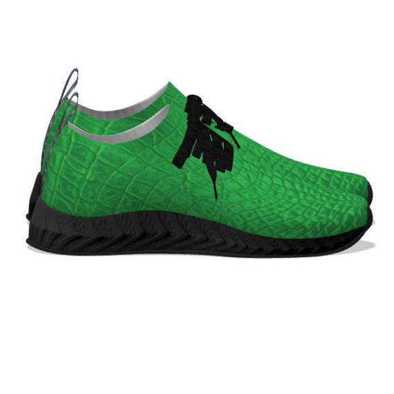 Green Alligator Leather - Black Soles